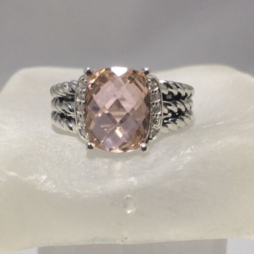 David Yurman Sterling Silver Petite Morganite & Diamond Wheaton Ring Size 6 | eBay | eBay US