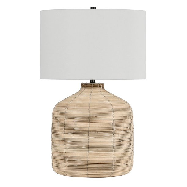 Modern Oversized Rattan Table Lamp with Blackened Steel Accents | Walmart (US)