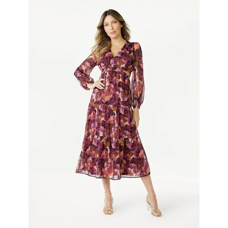 Sofia Jeans Women's Cutout Maxi Dress with Long Sleeves, 50" Length, Sizes XXS-3XL | Walmart (US)