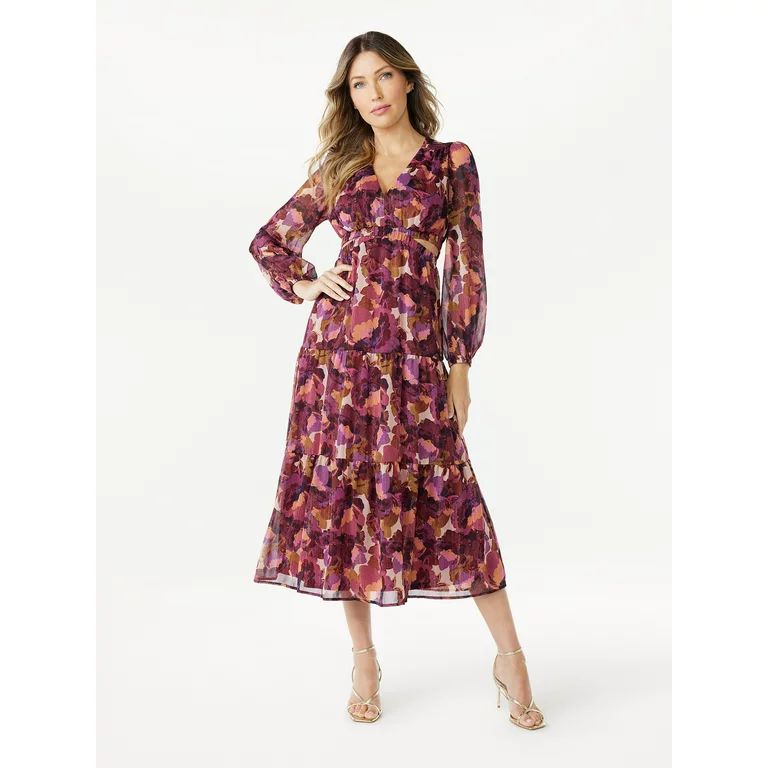 Sofia Jeans Women's Cutout Maxi Dress with Long Sleeves, 50" Length, Sizes XXS-3XL | Walmart (US)