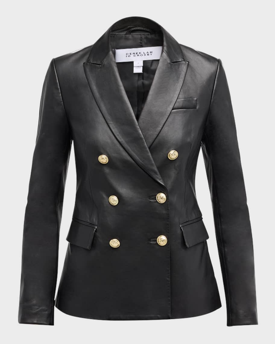 Franklin Double-Breasted Leather Jacket | Neiman Marcus