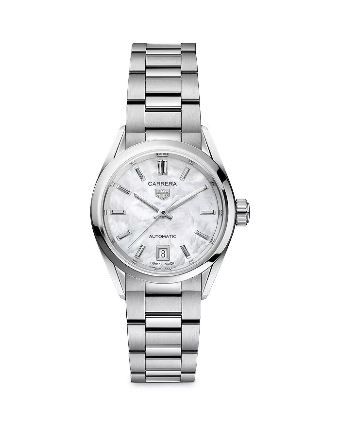 Carrera Stainless Steel and White Mother of Pearl Automatic Dial Watch, 29mm | Bloomingdale's (US)