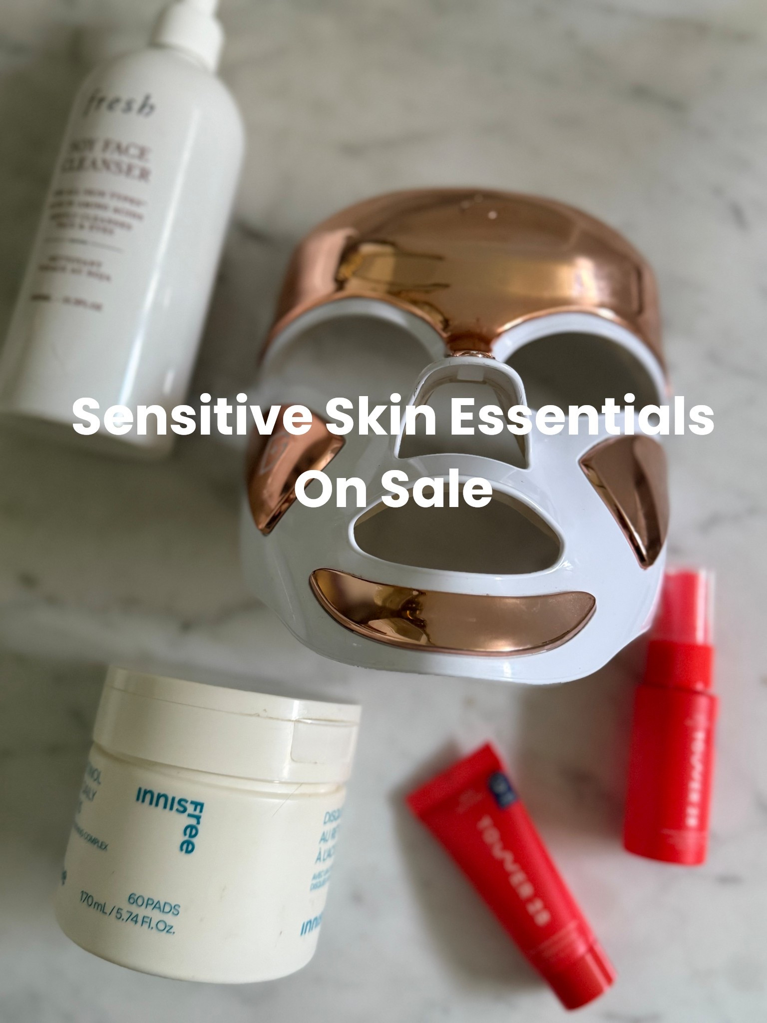 Sephora Sale. Best fragrance-free facial cleanser on sale. Innisfree retinol pads on sale. Tower 28 facial moisturizer unscented on sale. Sensitive skin essentials on sale. Best red light mask for sensitive skin. Tower 28 sos spray. ❤️ 

#LTKBeauty #LTKSaleAlert #LTKmorningroutine