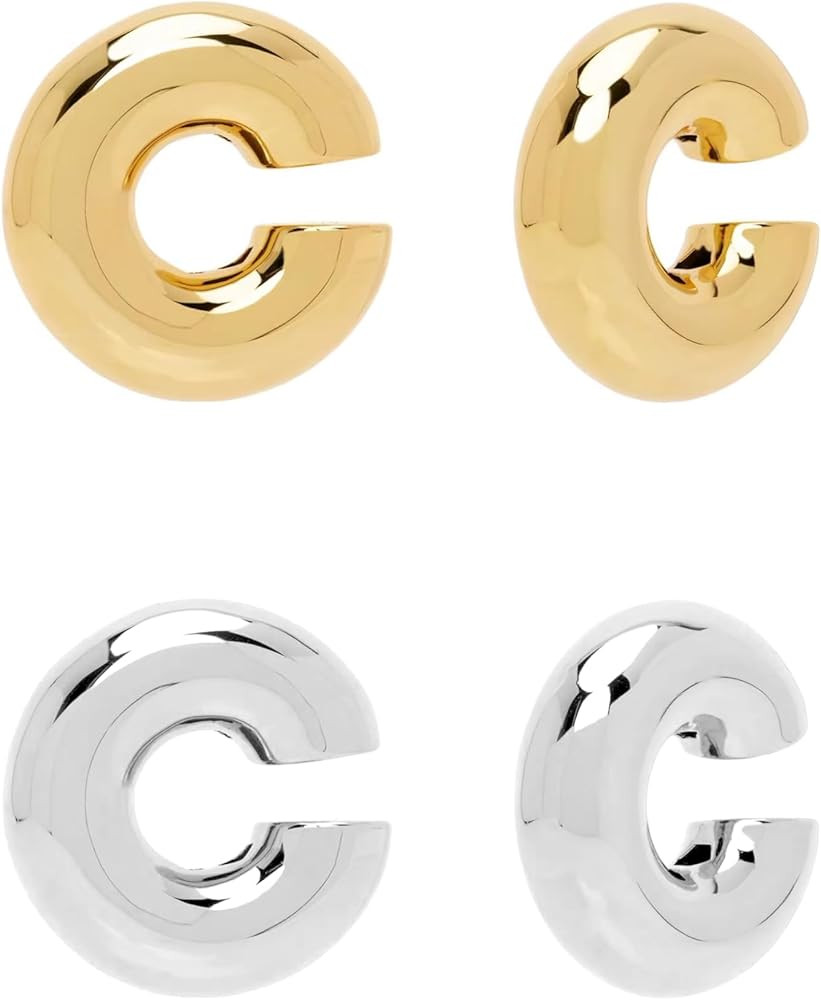 Chunky Gold Ear Cuffs Earrings for Women Non Piercing Gold Plated Stainless Steel Cuff Clip On Ca... | Amazon (US)