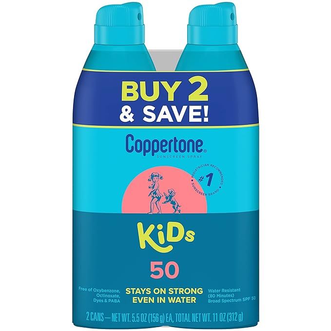 Coppertone Sunscreen Spray SPF 50, Broad Spectrum, Water Resistant for Kids, #1 Pediatrician Reco... | Amazon (US)