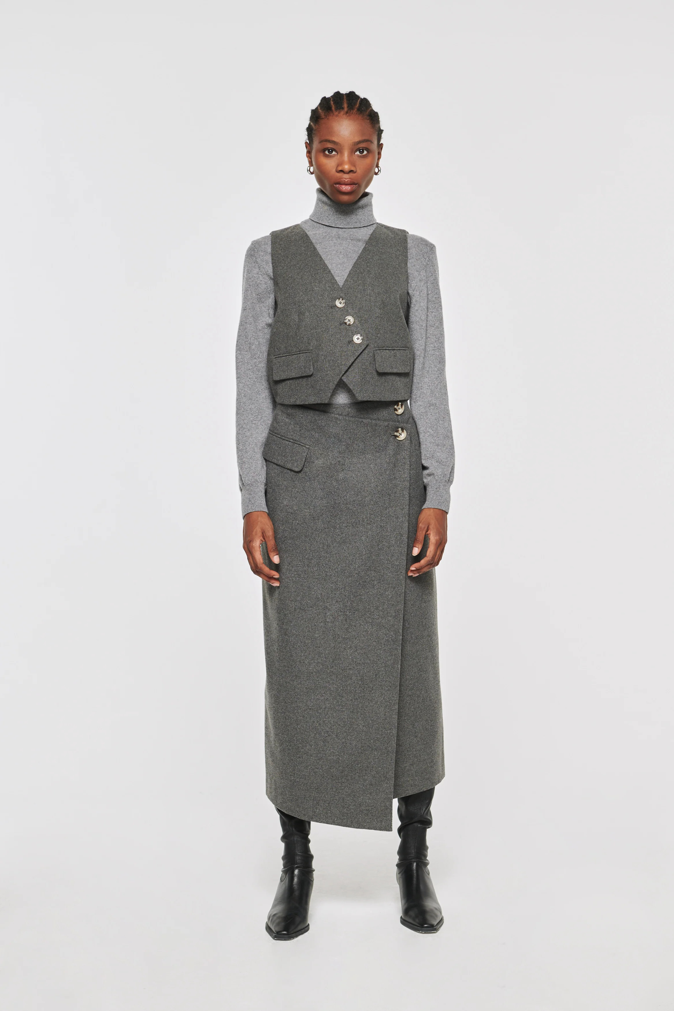 Kier | Wool Wrap Skirt in Grey | ALIGNE | ALIGNE USA