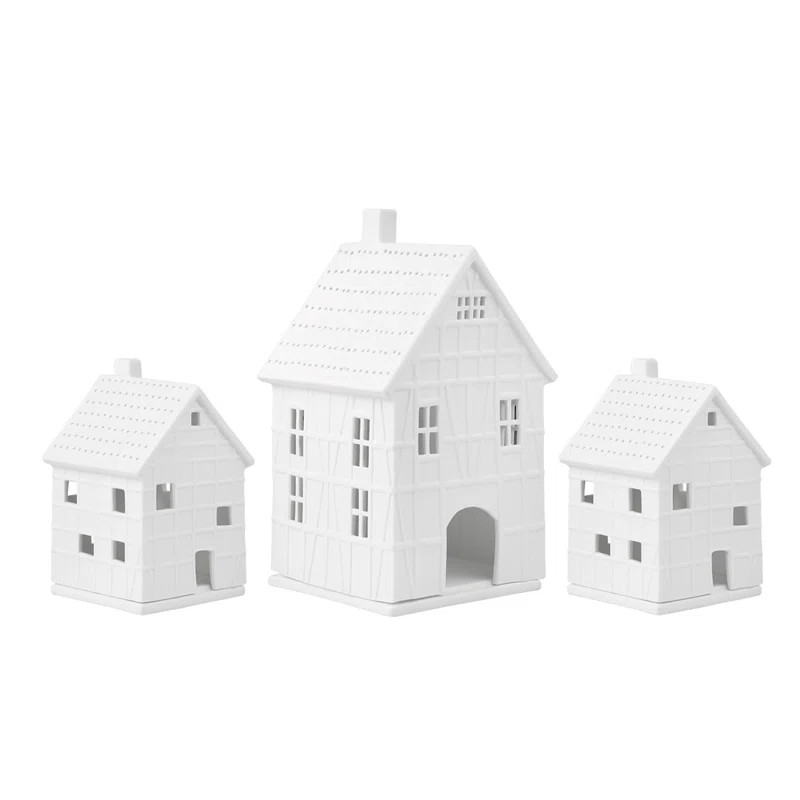 Porcelain Village House Set - Half Timbered Houses - 3 Pieces | Wayfair North America