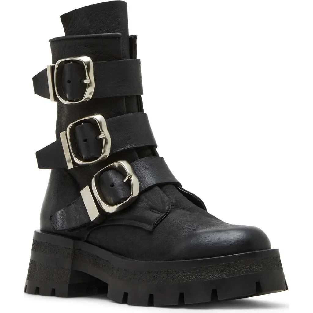 Steve Madden Roland Lug Sole Bootie in Black Leather at Nordstrom, Size 9.5 | Nordstrom