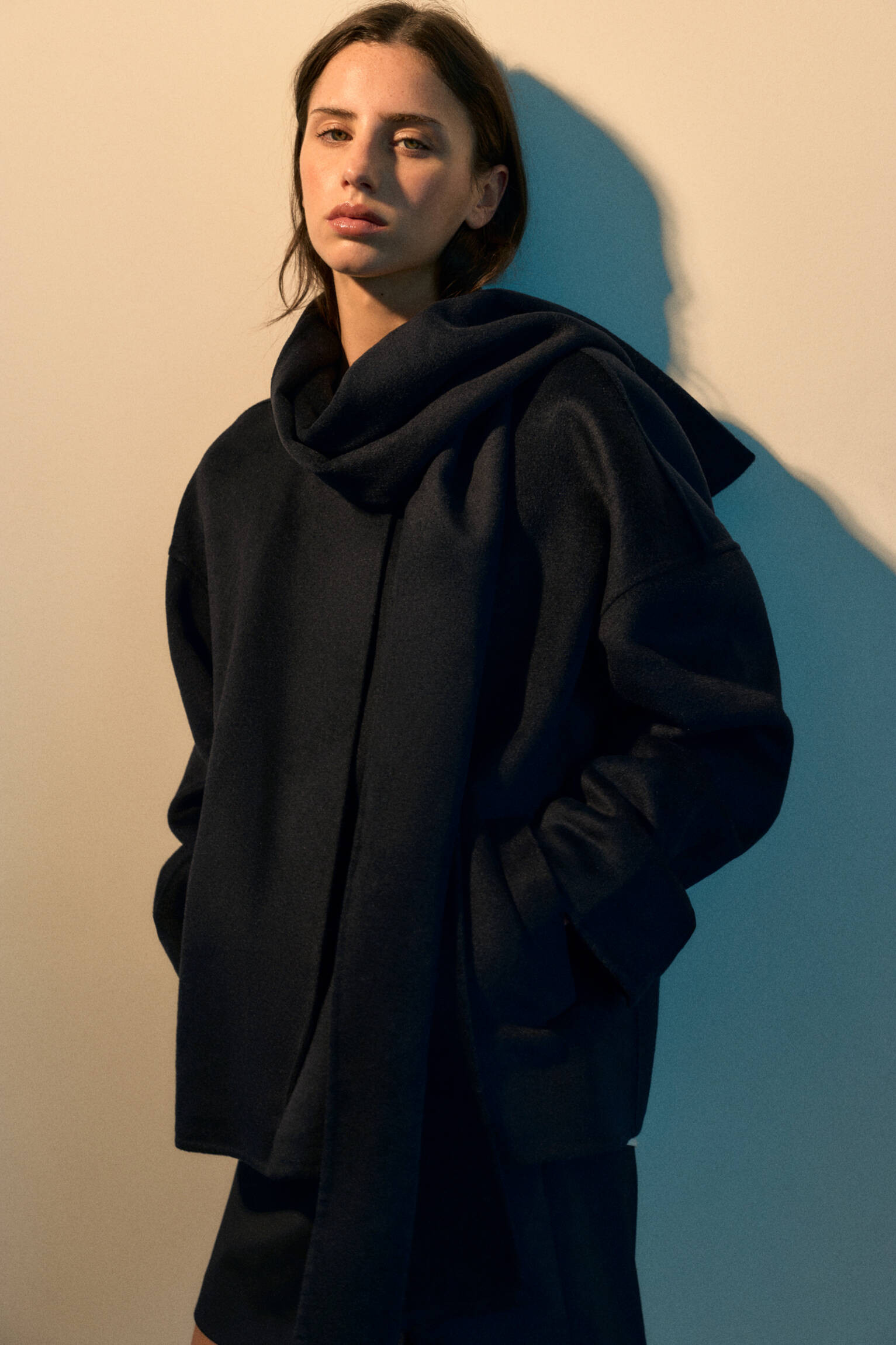 Short Wool Coat with Scarf - pull&bear | PULL and BEAR UK