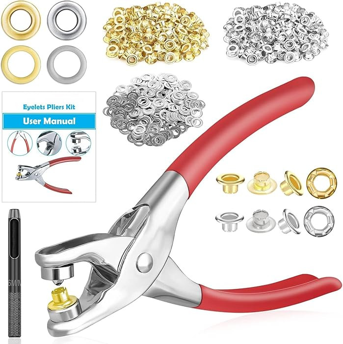 803Pcs Grommet Eyelet Pliers Kit, 1/4 Inch Grommet Tool Kit with 800 Metal Eyelets, Grommet Hand ... | Amazon (US)