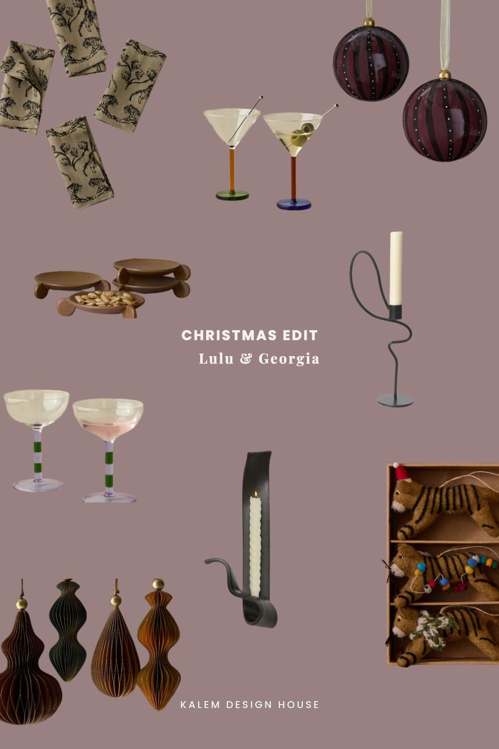 Christmas edit with Lulu & Georgia, unique party napkins, tiger napkins, tiger kid friendly ornaments, cocktail glasses for holiday parties, candle holders for christmas parties, holiday party serveware, holiday party dishes 

 #LTKHoliday #LTKSeasonal