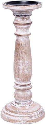 Hosley 12 Inch High Wood Pillar Distress Finish Candleholder. Ideal Gift for Wedding, Party, Home... | Amazon (US)