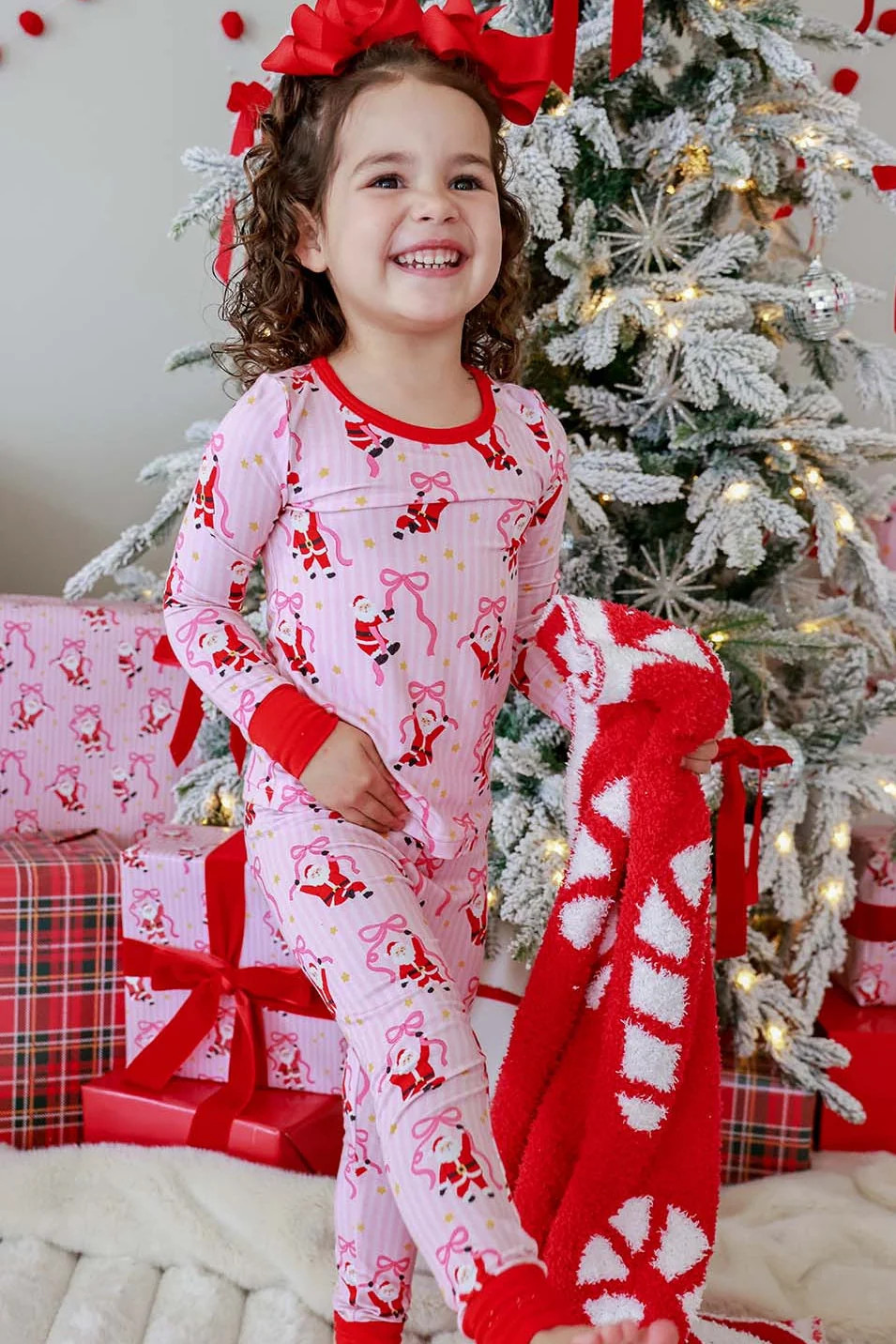 Christmas Bamboo Two-Piece Pajama Set | Jolly Ribbons | Caden Lane