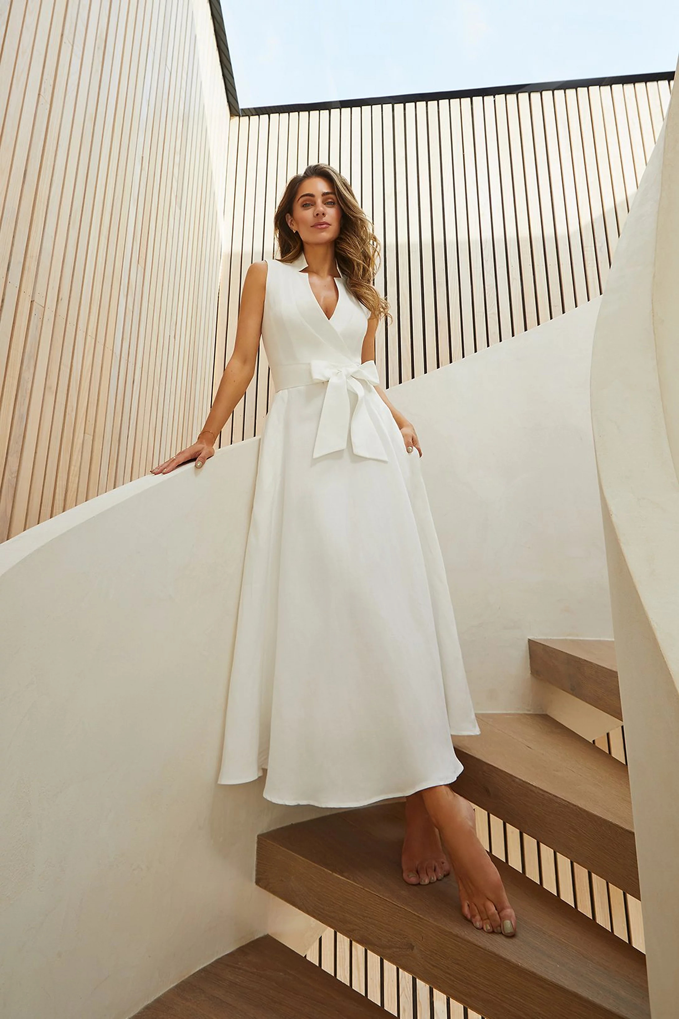 Lydia Millen Linen Wrap Tie Waisted Maxi Dress | Karen Millen UK + IE + DE + NL
