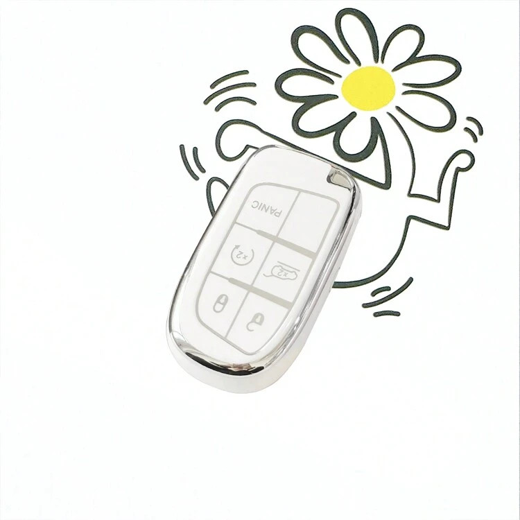 TPU Car Pink/Silver/Purple/White Gold/Blue/Black Silver Key Shell Cover Fob For Renegade, Fiat Compass, Grand Cherokee, Chrysler 300C, Dodge Ram, Charger, Challenger | SHEIN