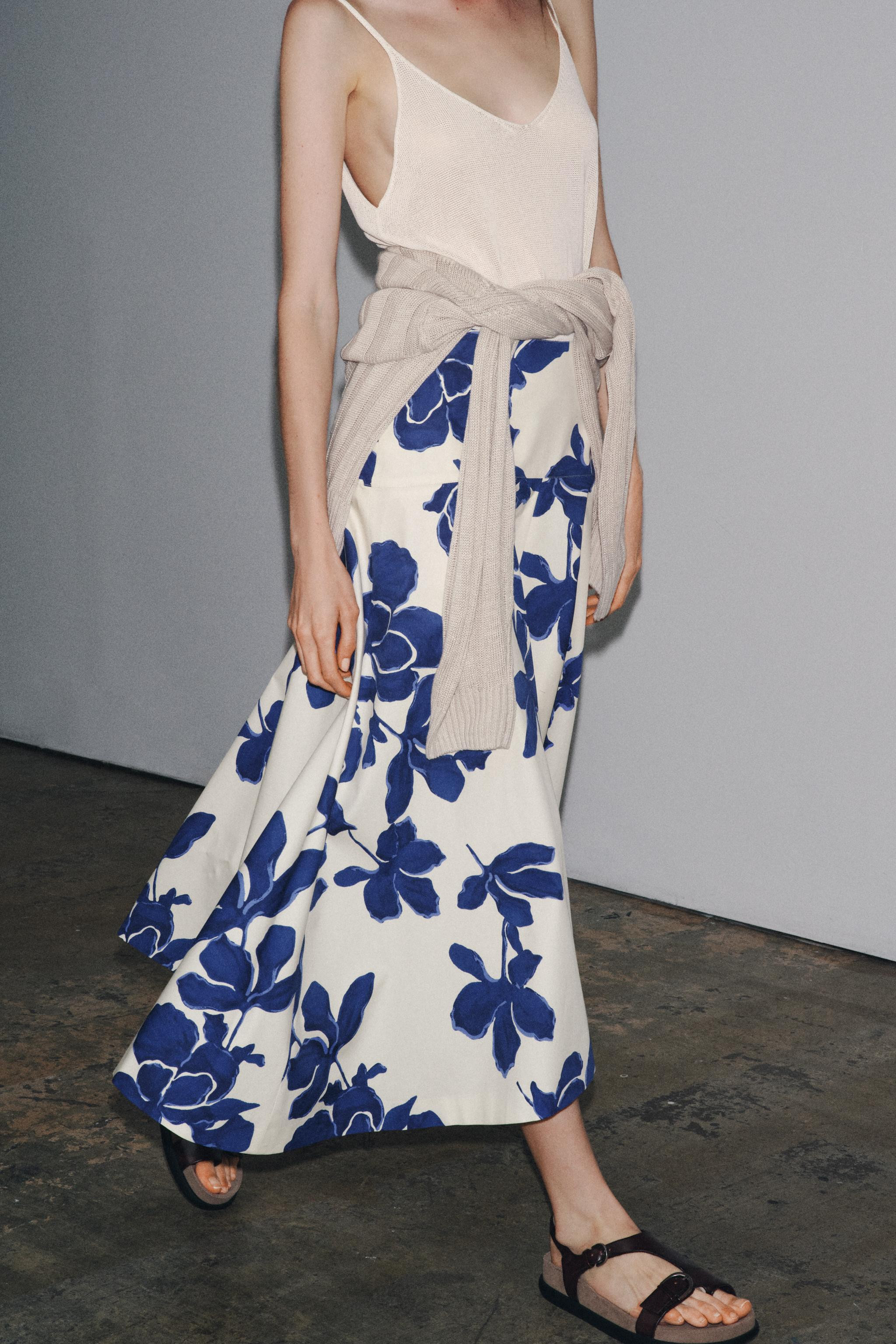 ZW COLLECTION FLORAL MIDI SKIRT | Zara US