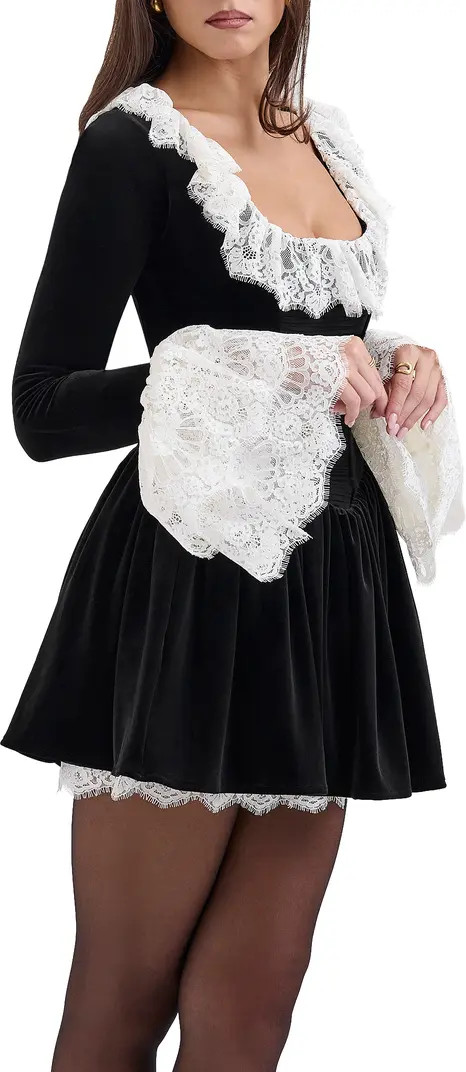 Czarina Lace Trim Ruffle Minidress | Nordstrom