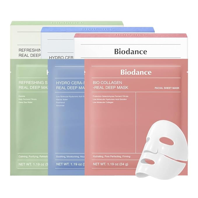 BIODANCE Total Solution Trio: Bio Collagen & Ceramide Panthenol & Sea Kelp Real Deep Mask Set, Fi... | Amazon (US)