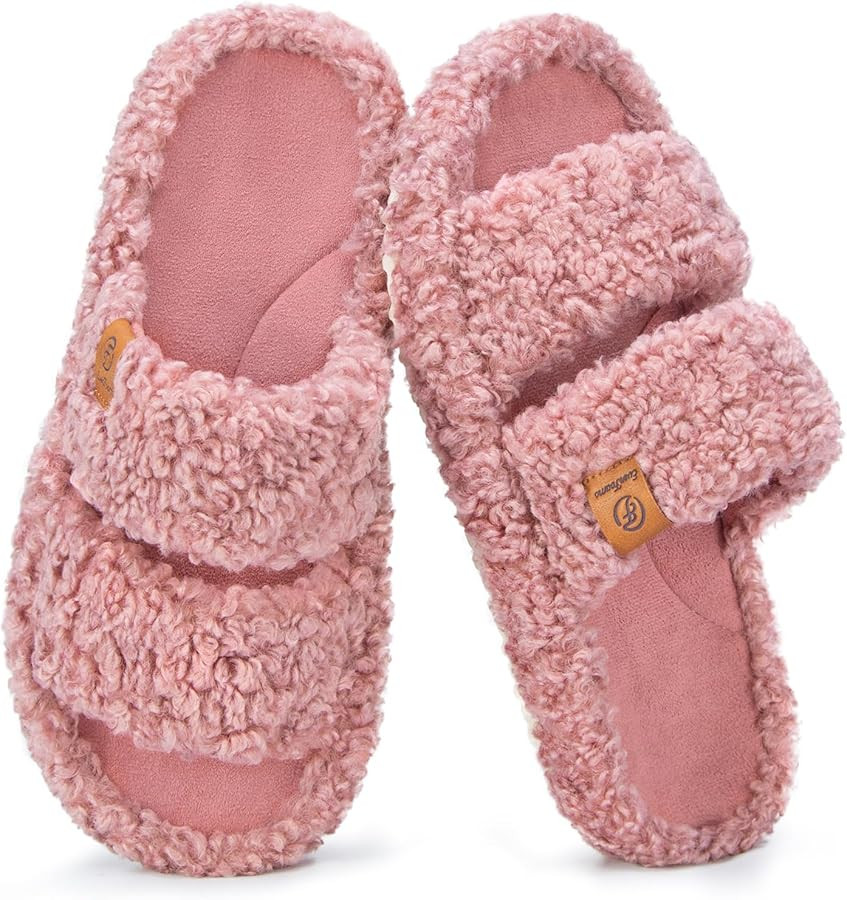 EverFoams Womens Memory Foam Fuzzy Open-toe House Shoes Slippers | Amazon (US)