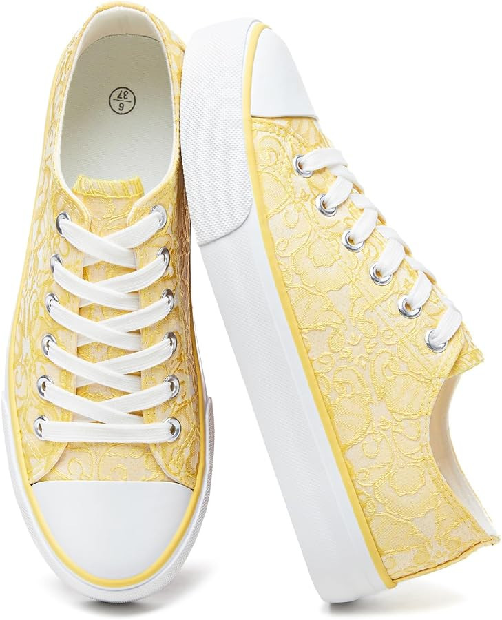 yageyan Womens White Tennis Shoes Low top Canvas Sneakers Women Fashion Shoes for Walking Casual ... | Amazon (US)