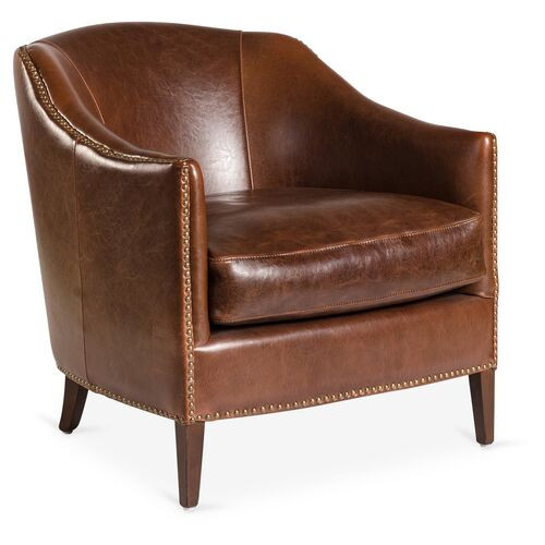 Verona Leather Club Chair, Saddle | One Kings Lane