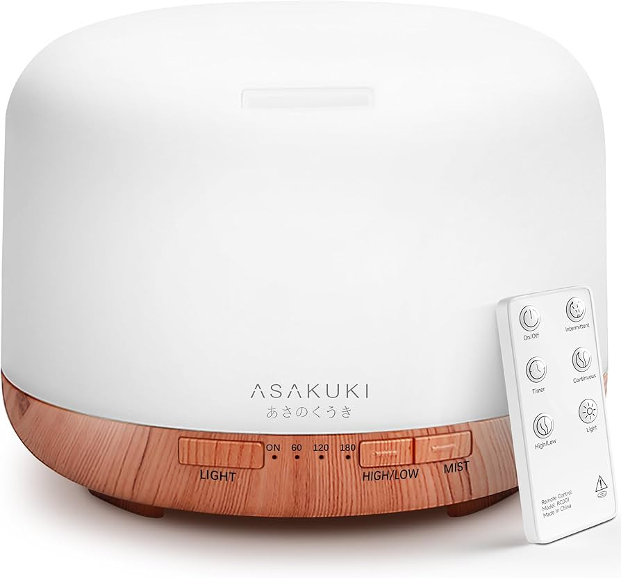 ASAKUKI Essential Oil Diffuser 500ml, Ultrasonic Aromatherapy Humidifier with Remote Control, 7 L... | Amazon (US)