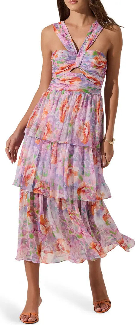 ASTR the Label Floral Tiered Keyhole Dress | Nordstrom | Nordstrom