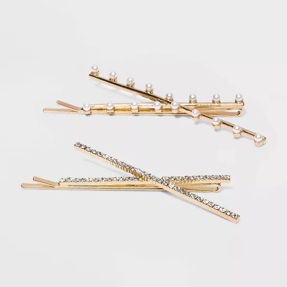 Glass Pearl Bobby Pin Set 2pc - A New Day™ Gold | Target