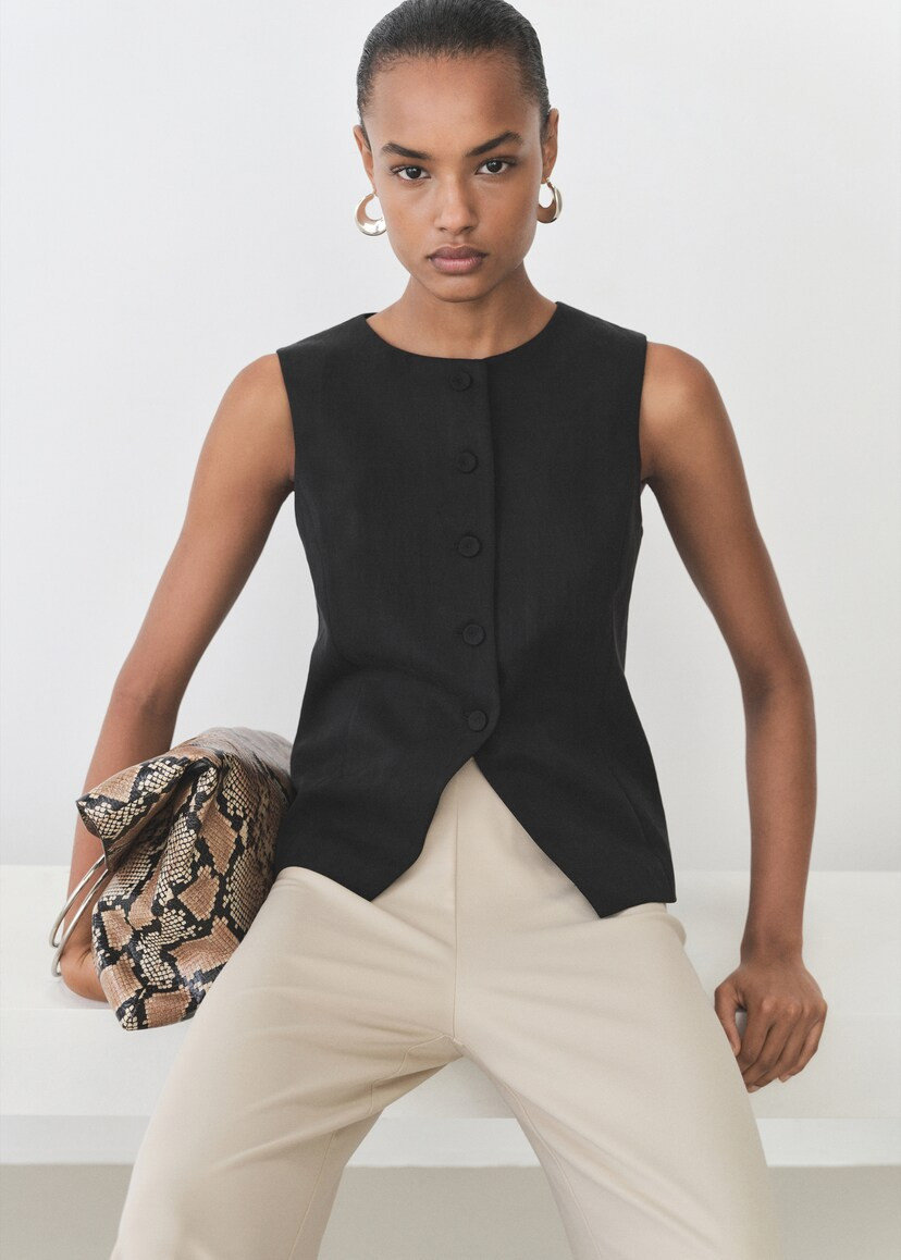 Straight lyocell suit vest - Women | MANGO United Kingdom | MANGO (UK)