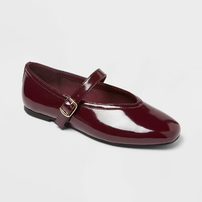 Women’s Elena Mary Jane Flats with Memory Foam Insole – A New day™ Burgundy  5.5 | Target