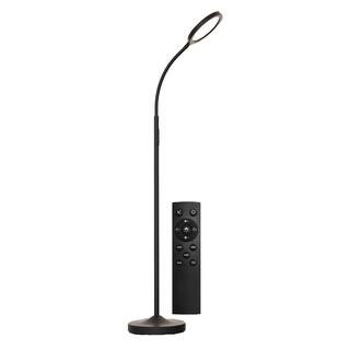 Upgraded 69 in. Black 1-Light Smart Dimmable Standard LED Floor Lamp for Living Room with Acrylic Round Shade and Remote | The Home Depot