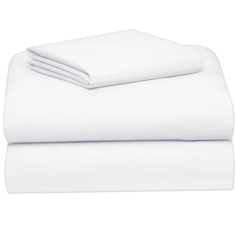 College Dorm Sheet Set in White, Twin XL Size, Solid White, Soft Microfiber, Deep Pockets, by OCM | Walmart (US)