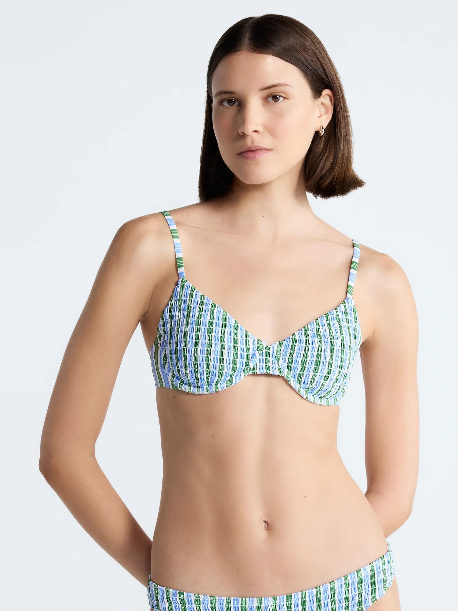Free Assembly Women s Smocked Demi Underwire Bikini Top Sizes XS-XL | Walmart (US)