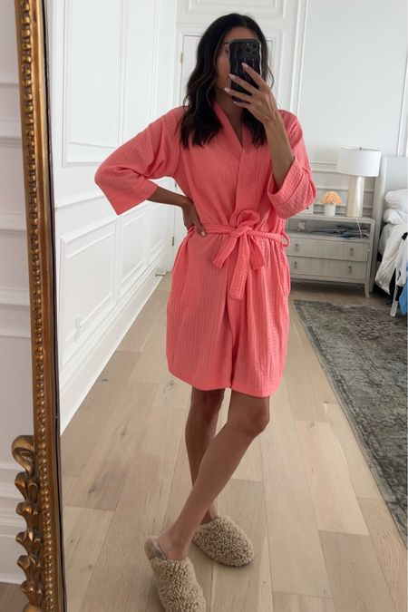 Living in this waffle knit robe - I got it in multiple colors it’s so good! And under $20 🤩 love these lightweight robes for summer

Robe, gift for her, mom gift, sister gift, friend gift, teen girl gift, Walmart, Walmart find, Ugg slippers, comfy robe, coral robe, blue robe, short robe, Christine Andrew 

#LTKStyleTip #LTKSeasonal #LTKFindsUnder50