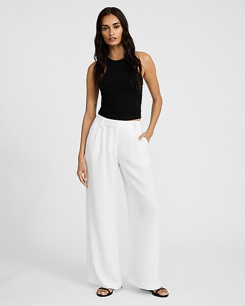 Signature Crepe High Waisted Relaxed Trouser | Express