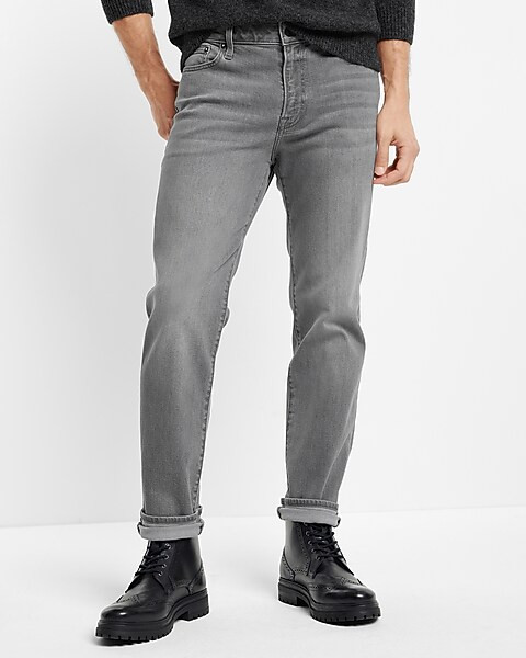 Slim Straight Grey Wash Stretch Jeans | Express