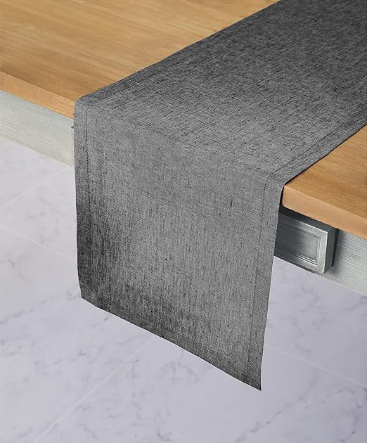 Solino Home Charcoal Grey Linen Table Runner – 100% Pure Linen 14 x 90 inches Table Runner for ... | Amazon (US)