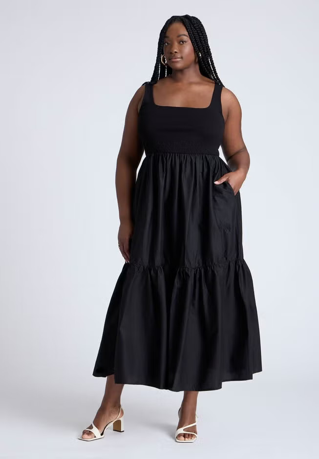 Mixed Fabric Tank Dress | Eloquii
