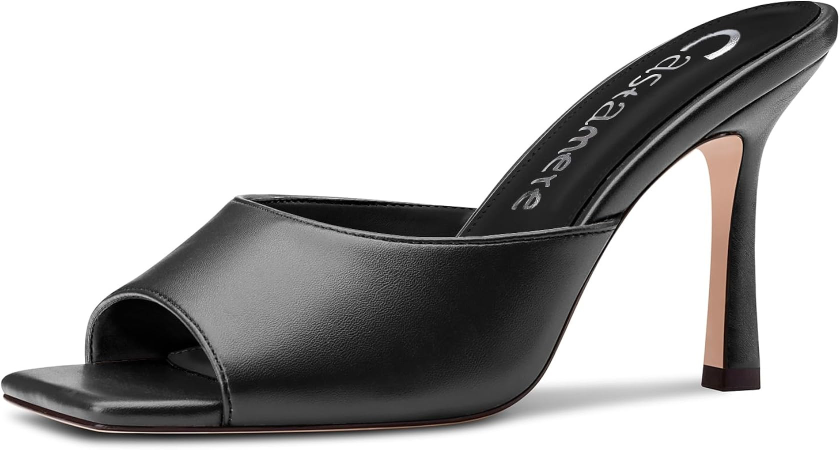 Castamere Square Open Toe Heeled Sandals for Women High Stiletto Heels Slip-on Mules Dress Comfor... | Amazon (US)