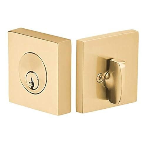 Emtek Hardware Deadbolt, Single Cylinder, Square, Solid Brass, Modern Style, C-Keyway, Model: 8469, Color: Satin Brass (US4) | Amazon (US)
