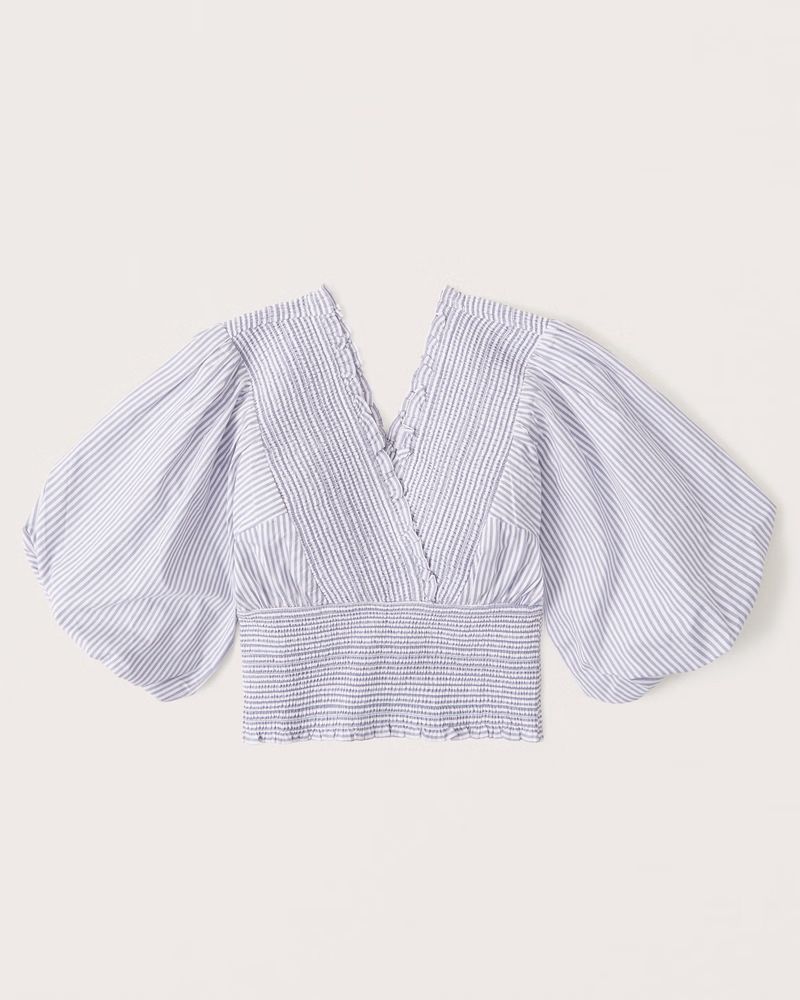 Smocked Poplin Puff Sleeve Top | Abercrombie & Fitch (US)