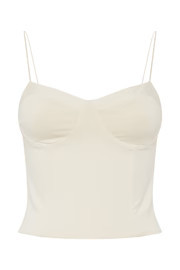 Kaitlyn Sweetheart Thin Strap Top - Cream | MESHKI US