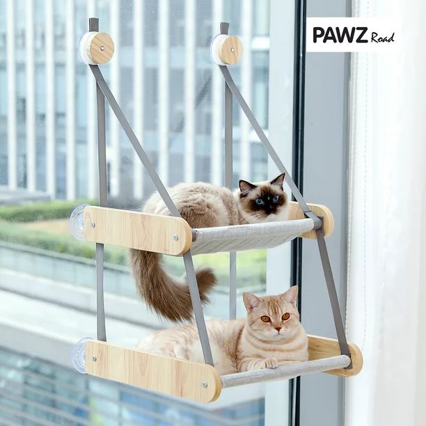 PAWZ Road Cat Window Perch Double Layered solid wood hammock Screw Suction Cups | Walmart (US)