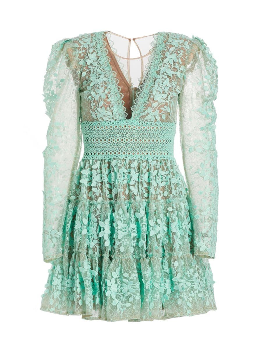 Megan Tiered Lace Minidress | Saks Fifth Avenue