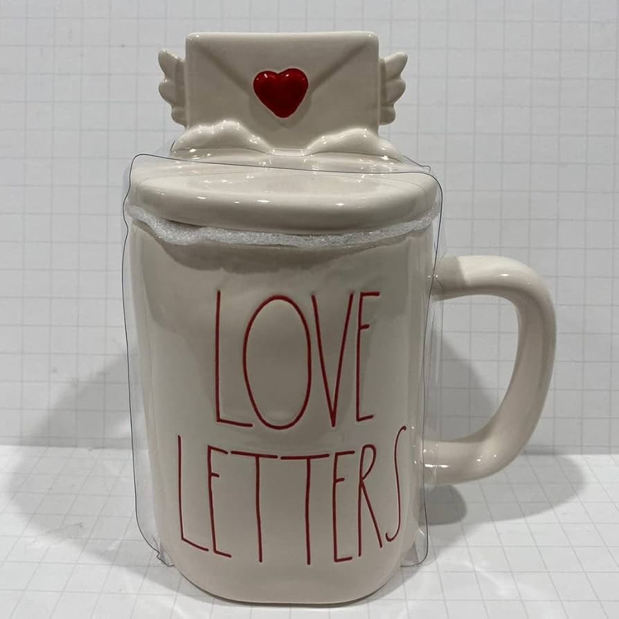 Rae Dunn LOVE LETTERS Mug with topper - Ceramic - Red - Microwave safe - Dishwasher safe | Amazon (US)