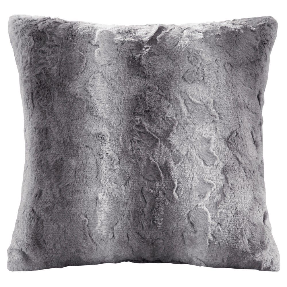 Gray Tip Dyed Marselle Long Faux Fur Pillow | Target