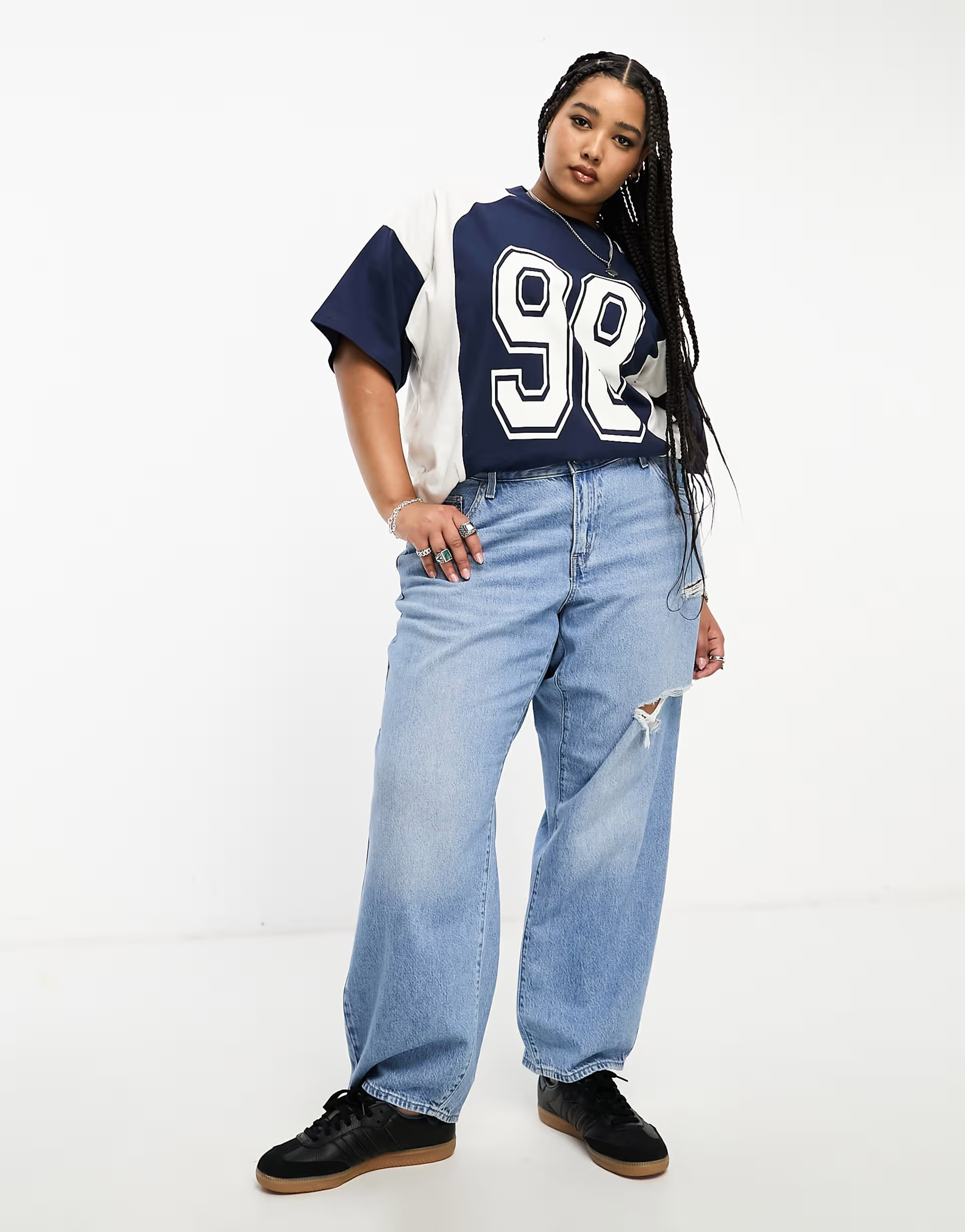 Levi's Plus baggy dad jeans in mid wash blue | ASOS (Global)