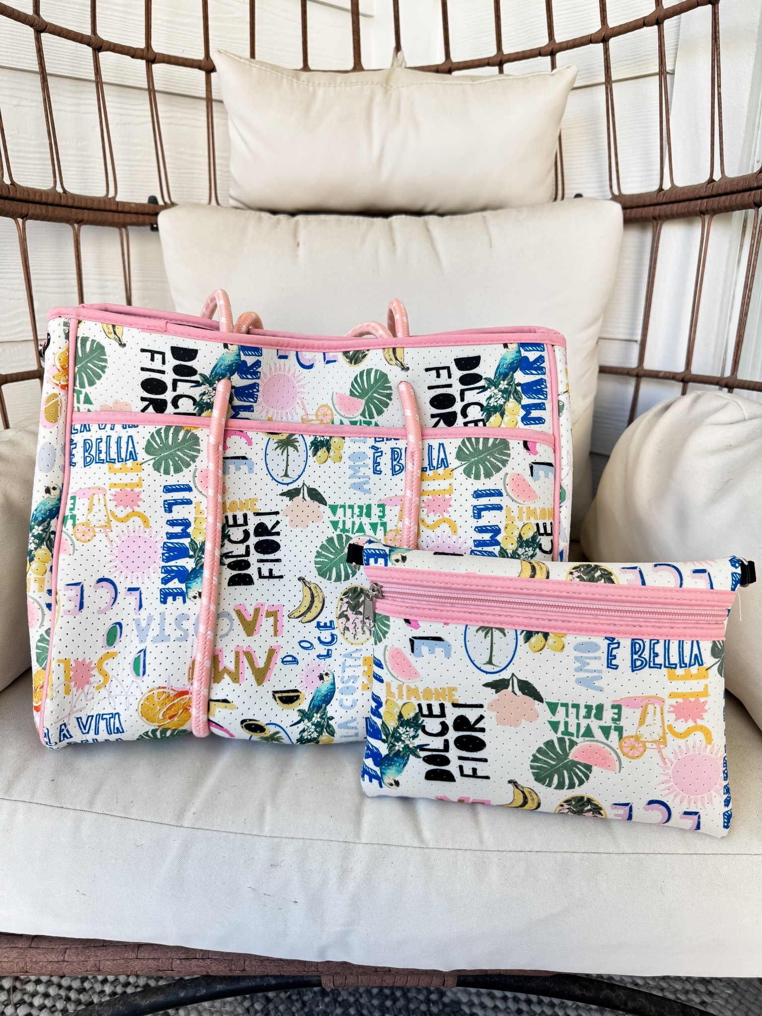 Walmart fashion Walmart finds neoprene tote with matching pouch. Beach tote pool tote summer bag vacation bag 