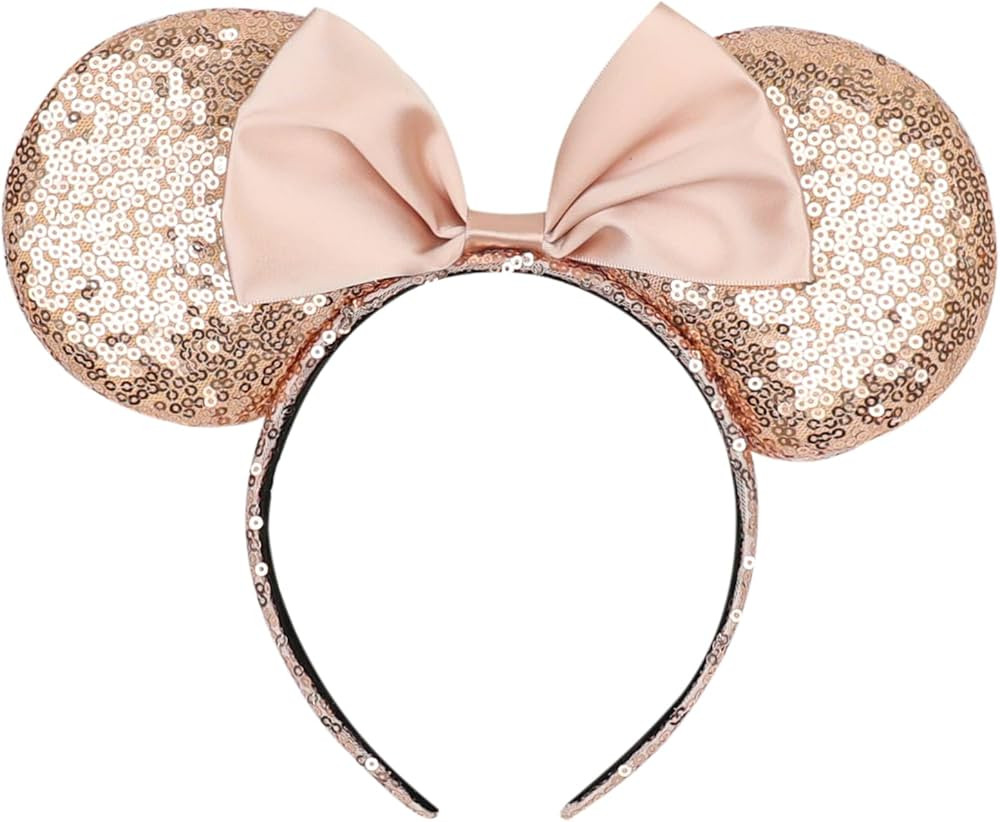 MONGSILER Decoration Mouse Ear Shape Ear Bow Headband,Party For Girls&Women (champagne) | Amazon (US)