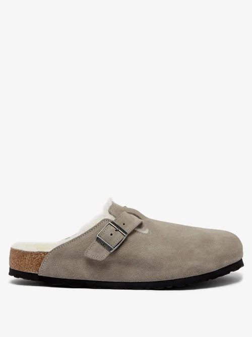 Birkenstock - Boston Buckled Suede Clogs - Mens - Light Grey | Matches (US)